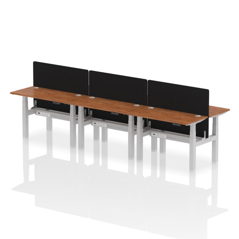 Air Back-to-Back Slimline Height Adjustable Bench Desk - 6 Person with Black Straight Screen - Image 17
