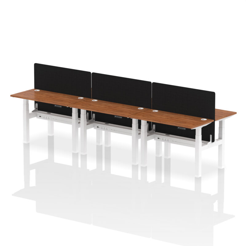 Air Back-to-Back Slimline Height Adjustable Bench Desk - 6 Person with Black Straight Screen - Image 18
