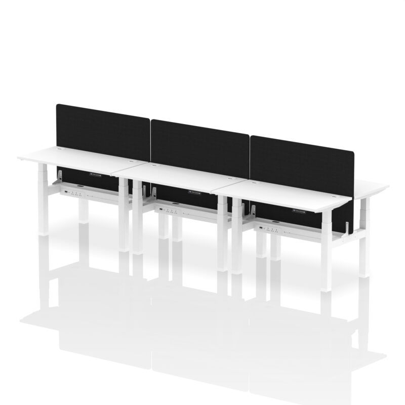 Air Back-to-Back Slimline Height Adjustable Bench Desk - 6 Person with Black Straight Screen - Image 21