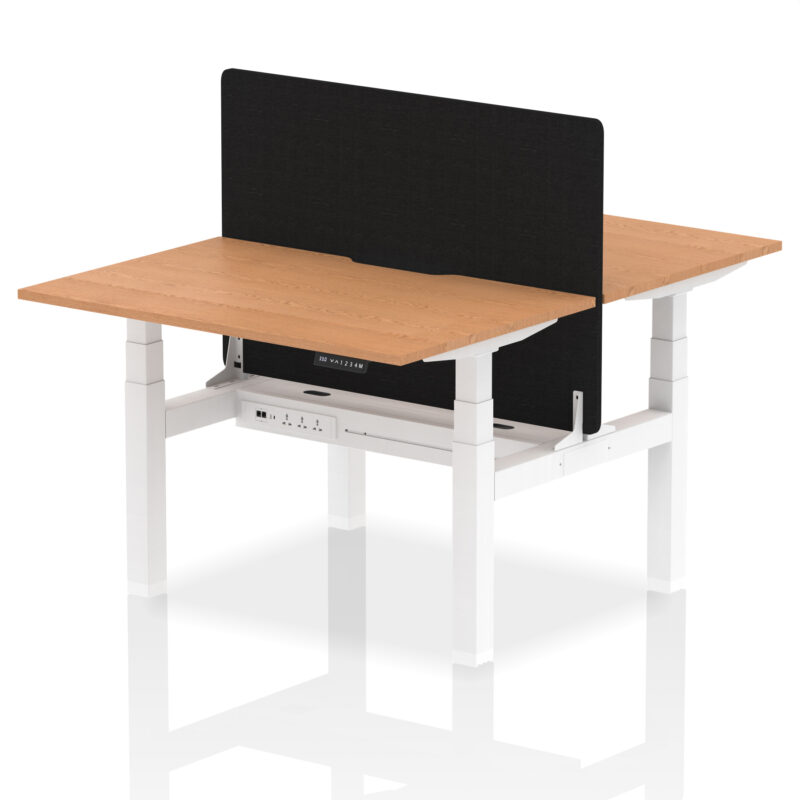 Air Back-to-Back Scalloped Edge Height Adjustable Bench Desk - 2 Person with Black Straight Screen - Image 12