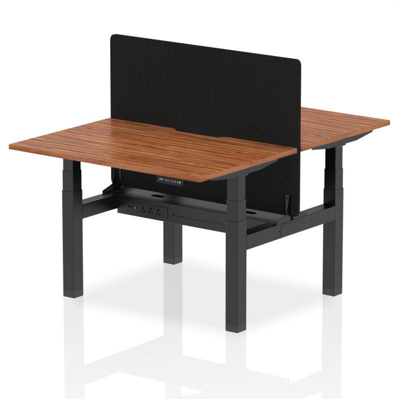 Air Back-to-Back Scalloped Edge Height Adjustable Bench Desk - 2 Person with Black Straight Screen - Image 13