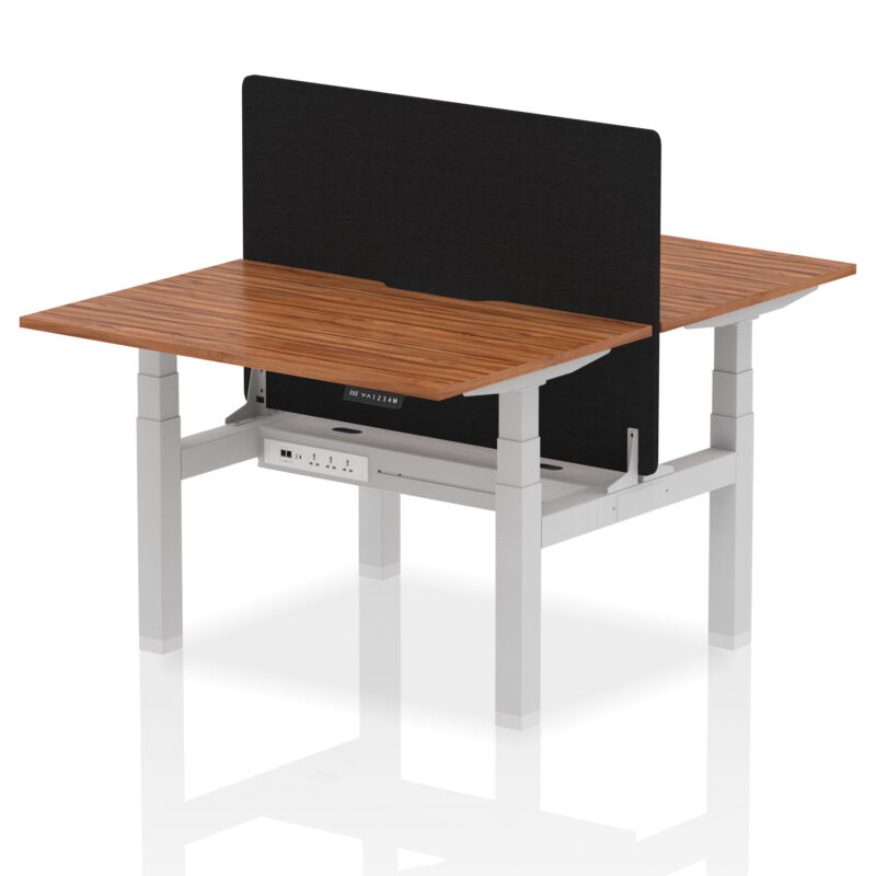Air Back-to-Back Scalloped Edge Height Adjustable Bench Desk - 2 Person with Black Straight Screen - Image 14