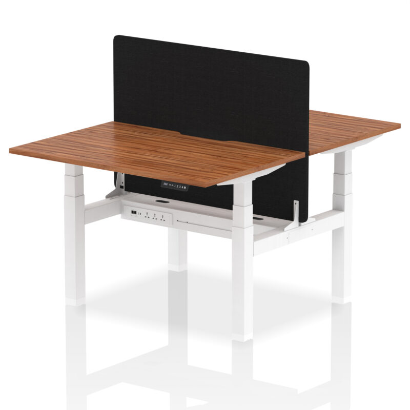 Air Back-to-Back Scalloped Edge Height Adjustable Bench Desk - 2 Person with Black Straight Screen - Image 15