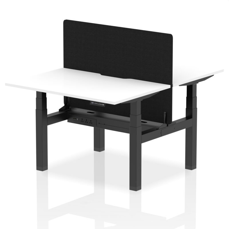 Air Back-to-Back Scalloped Edge Height Adjustable Bench Desk - 2 Person with Black Straight Screen - Image 16