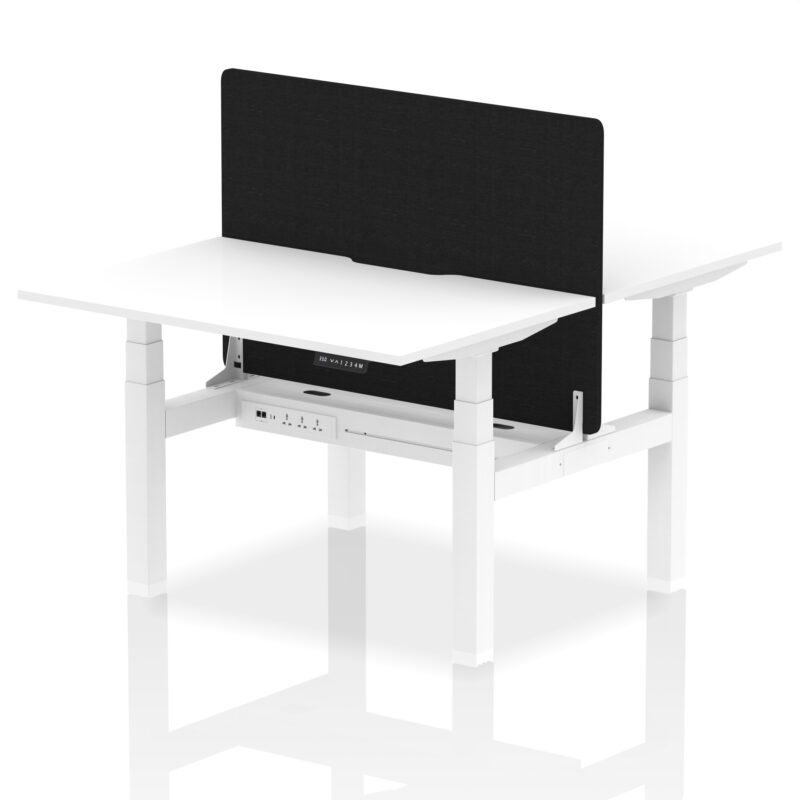 Air Back-to-Back Scalloped Edge Height Adjustable Bench Desk - 2 Person with Black Straight Screen - Image 18