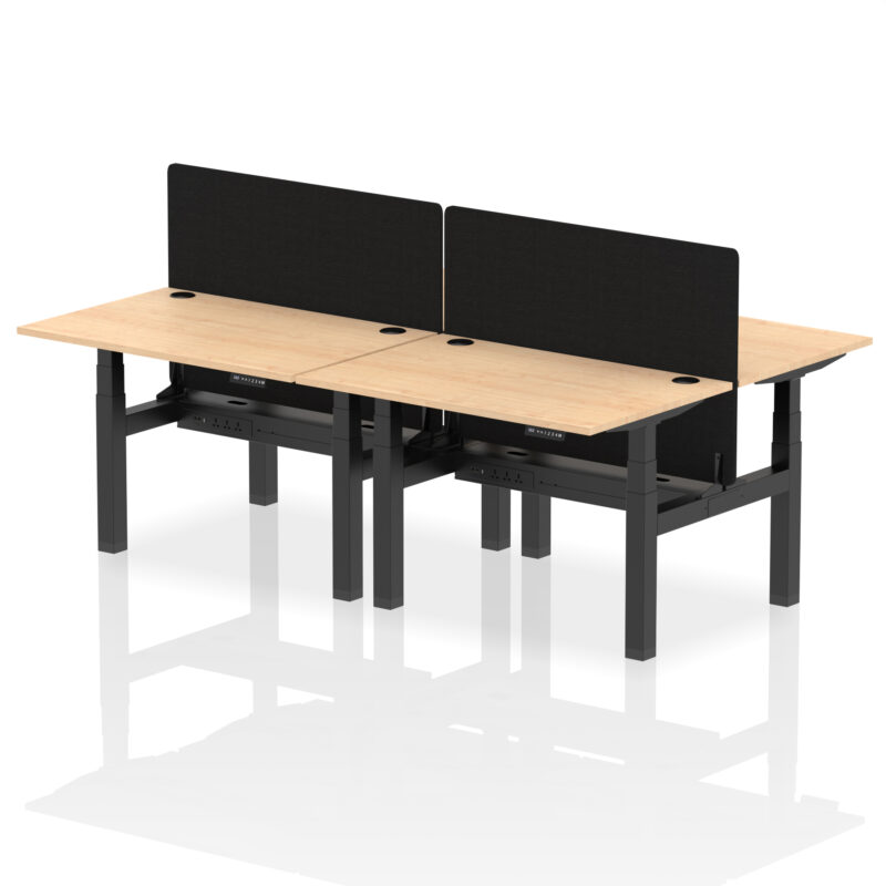 Air Back-to-Back Height Adjustable Bench Desk - 4 Person with Black Straight Screen - Image 10