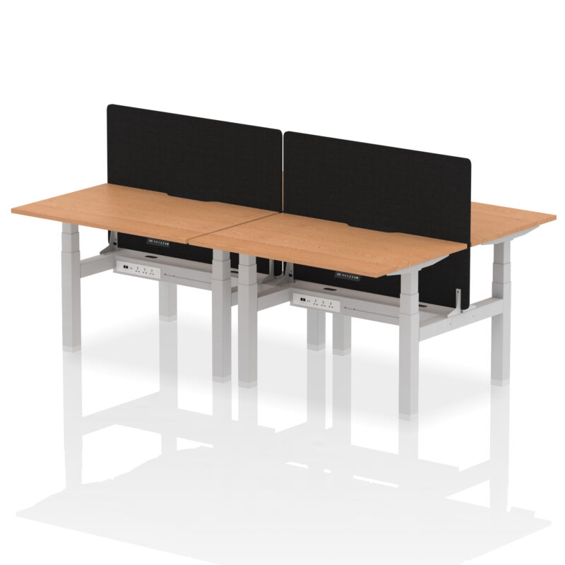 Air Back-to-Back Scalloped Edge Height Adjustable Bench Desk - 4 Person with Black Straight Screen - Image 11