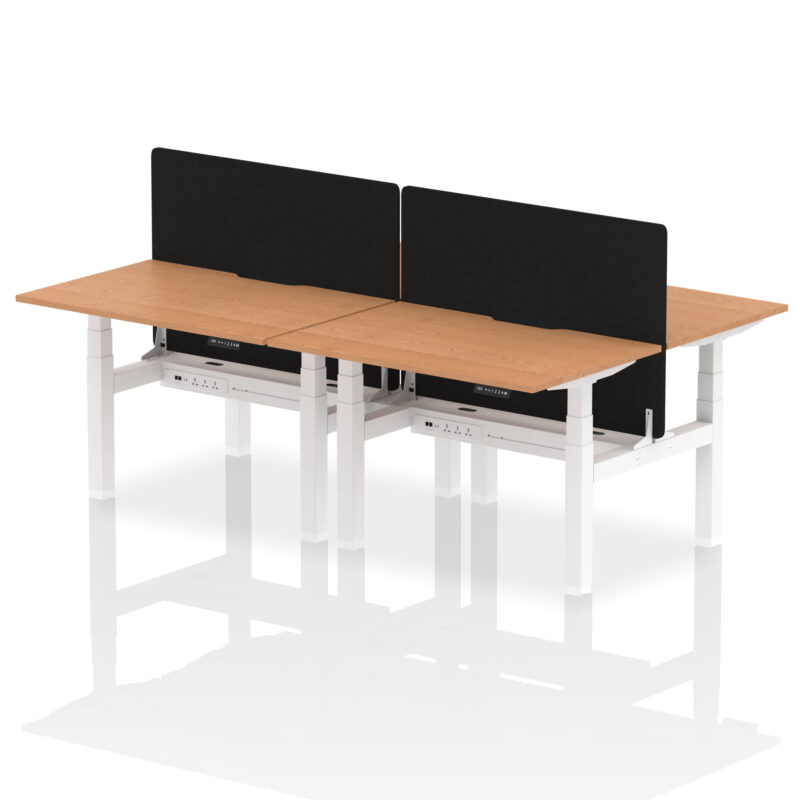 Air Back-to-Back Scalloped Edge Height Adjustable Bench Desk - 4 Person with Black Straight Screen - Image 12
