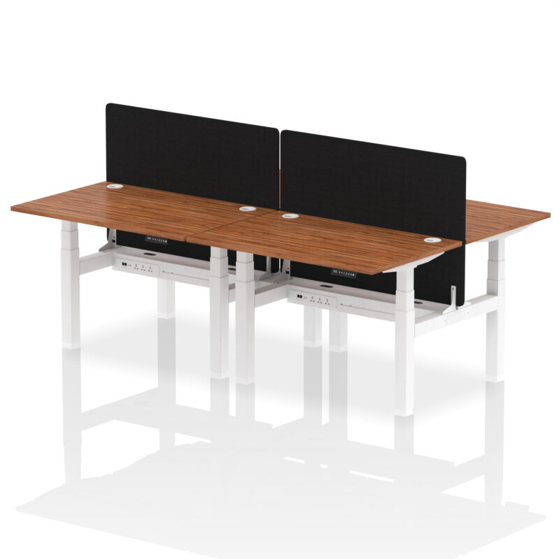Air Back-to-Back Height Adjustable Bench Desk - 4 Person with Black Straight Screen - Image 18