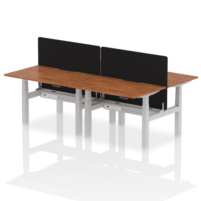 Air Back-to-Back Scalloped Edge Height Adjustable Bench Desk - 4 Person with Black Straight Screen - Image 14