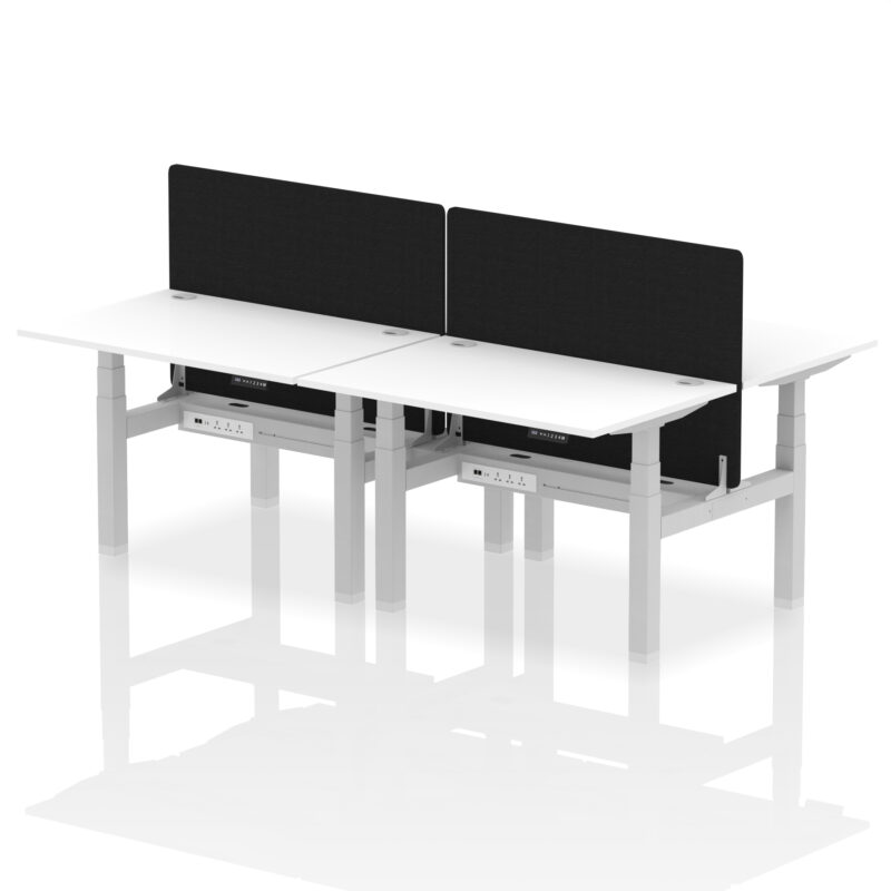 Air Back-to-Back Height Adjustable Bench Desk - 4 Person with Black Straight Screen - Image 20