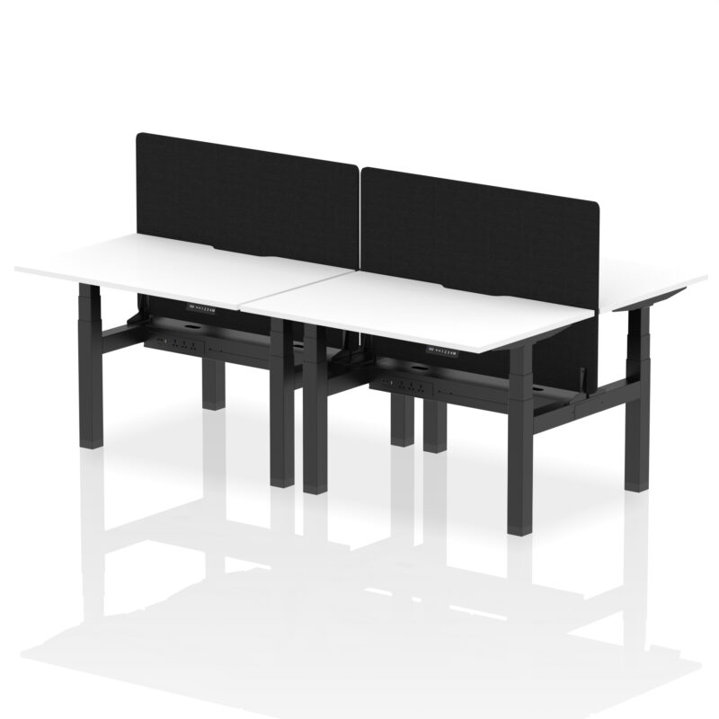 Air Back-to-Back Scalloped Edge Height Adjustable Bench Desk - 4 Person with Black Straight Screen - Image 16