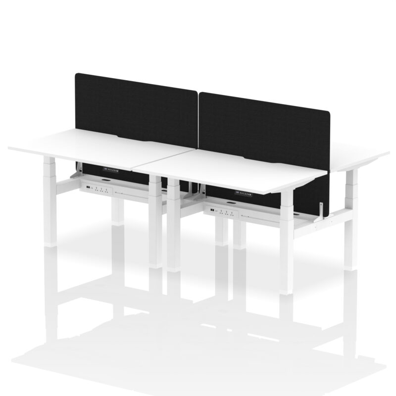 Air Back-to-Back Scalloped Edge Height Adjustable Bench Desk - 4 Person with Black Straight Screen - Image 18