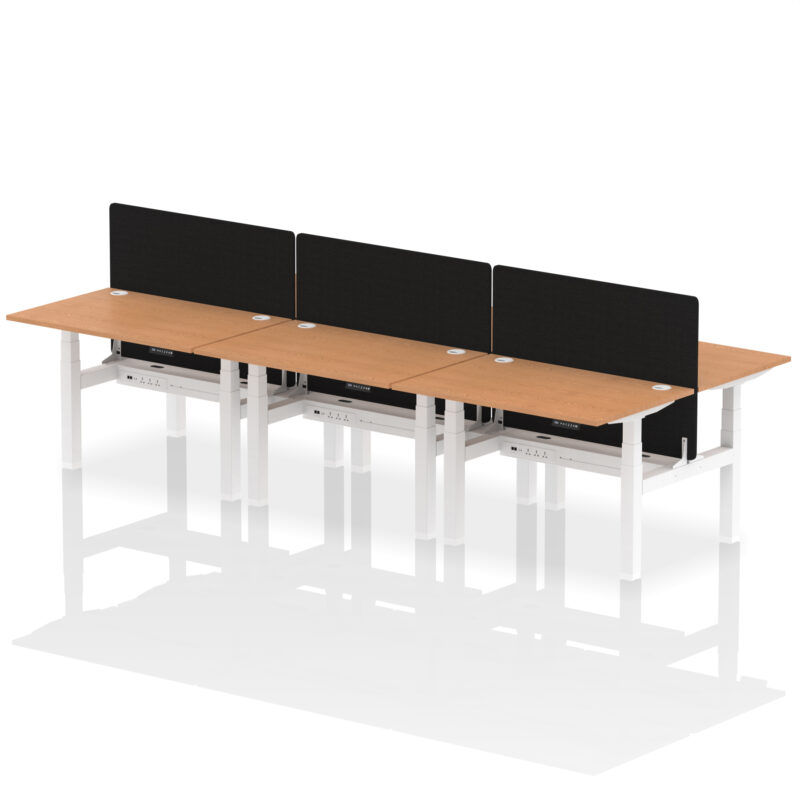 Air Back-to-Back Height Adjustable Bench Desk - 6 Person with Black Straight Screen - Image 15