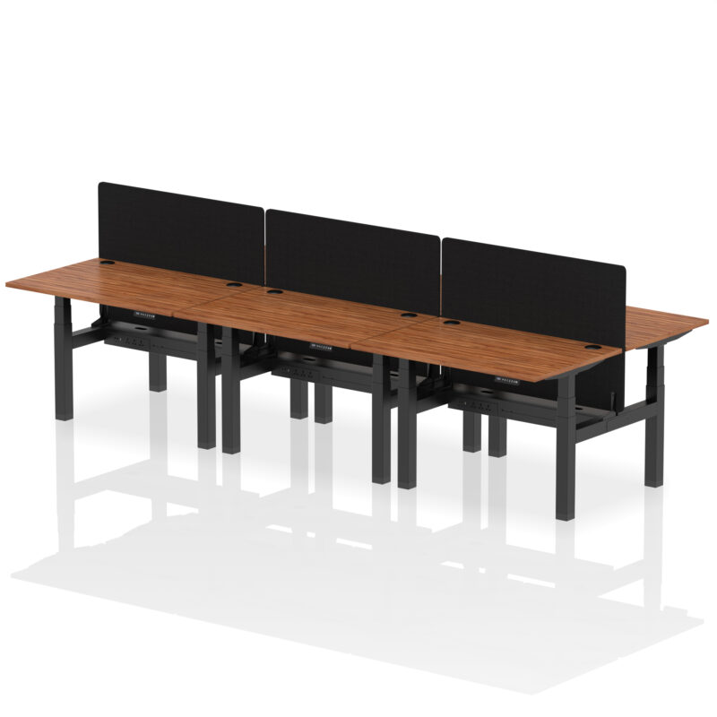Air Back-to-Back Height Adjustable Bench Desk - 6 Person with Black Straight Screen - Image 16