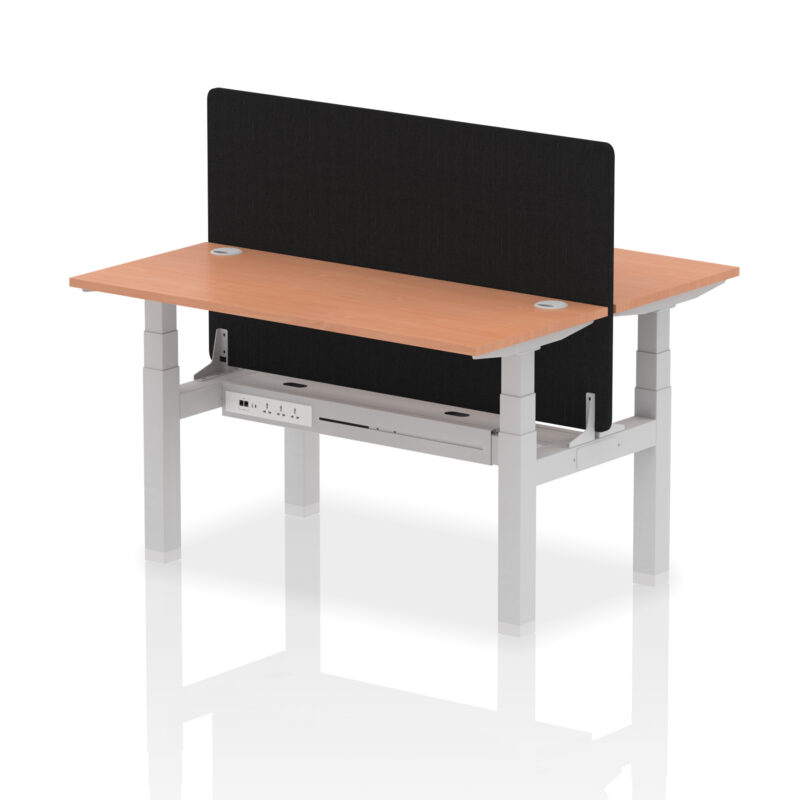 Air Back-to-Back Slimline Height Adjustable Bench Desk - 2 Person with Black Straight Screen - Image 23