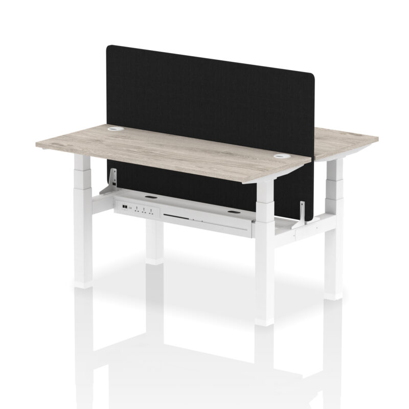 Air Back-to-Back Slimline Height Adjustable Bench Desk - 2 Person with Black Straight Screen - Image 30