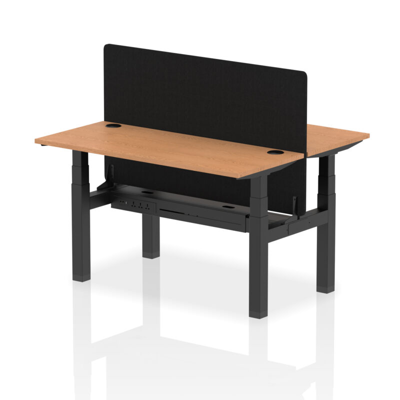 Air Back-to-Back Slimline Height Adjustable Bench Desk - 2 Person with Black Straight Screen - Image 34