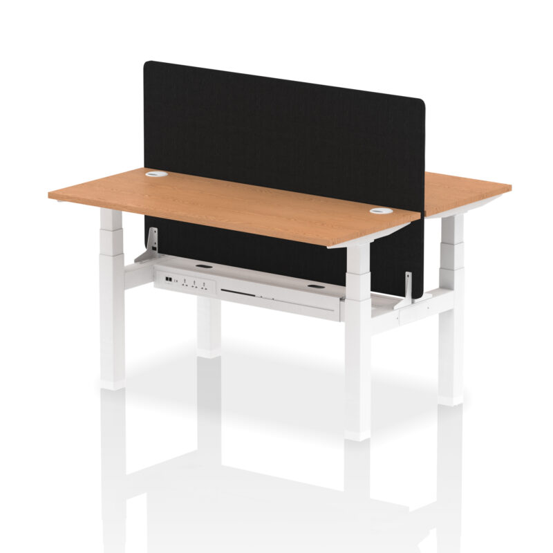 Air Back-to-Back Slimline Height Adjustable Bench Desk - 2 Person with Black Straight Screen - Image 36