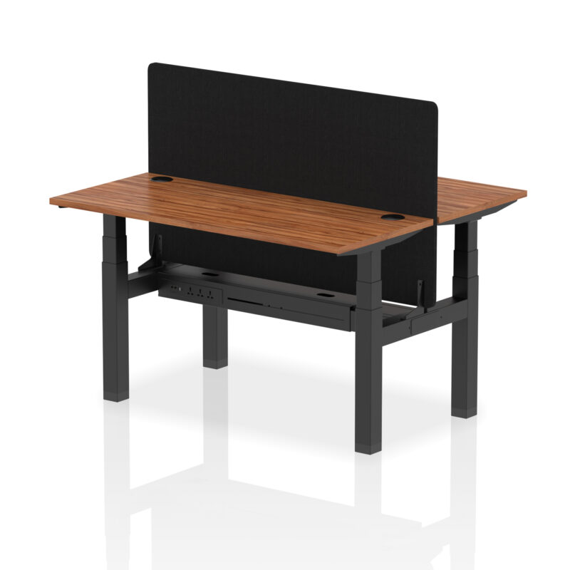 Air Back-to-Back Slimline Height Adjustable Bench Desk - 2 Person with Black Straight Screen - Image 37
