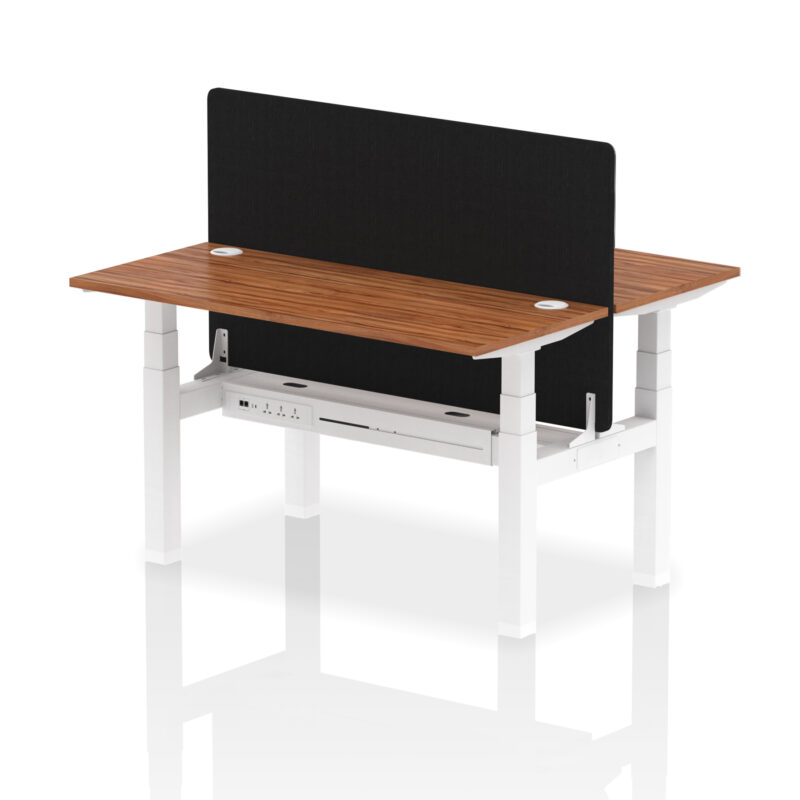 Air Back-to-Back Slimline Height Adjustable Bench Desk - 2 Person with Black Straight Screen - Image 39