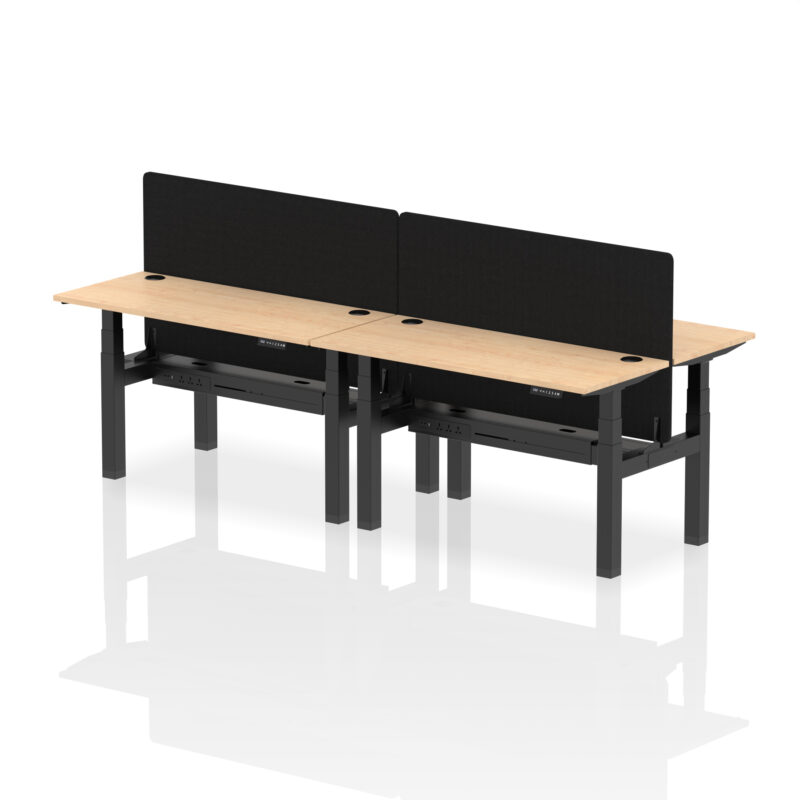 Air Back-to-Back Slimline Height Adjustable Bench Desk - 4 Person with Black Straight Screen - Image 31