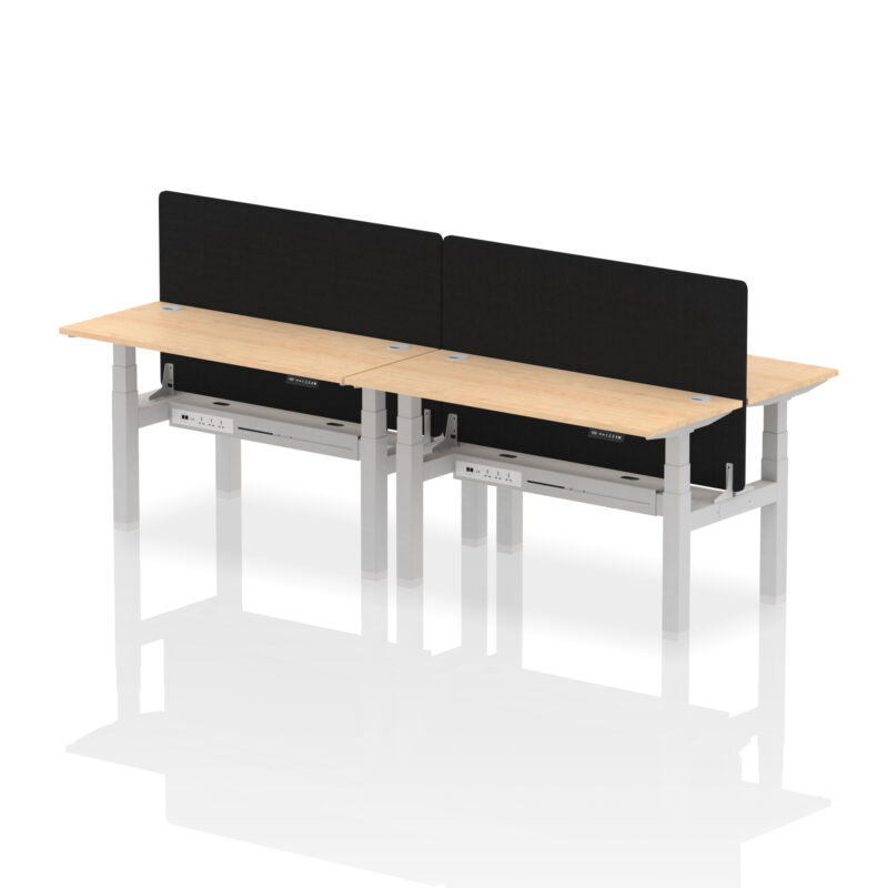 Air Back-to-Back Slimline Height Adjustable Bench Desk - 4 Person with Black Straight Screen - Image 32