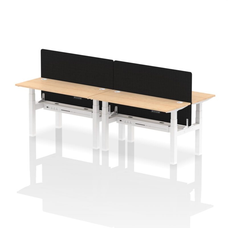 Air Back-to-Back Slimline Height Adjustable Bench Desk - 4 Person with Black Straight Screen - Image 33