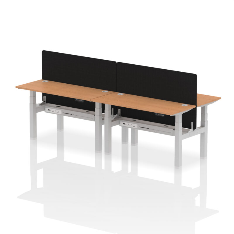 Air Back-to-Back Slimline Height Adjustable Bench Desk - 4 Person with Black Straight Screen - Image 35