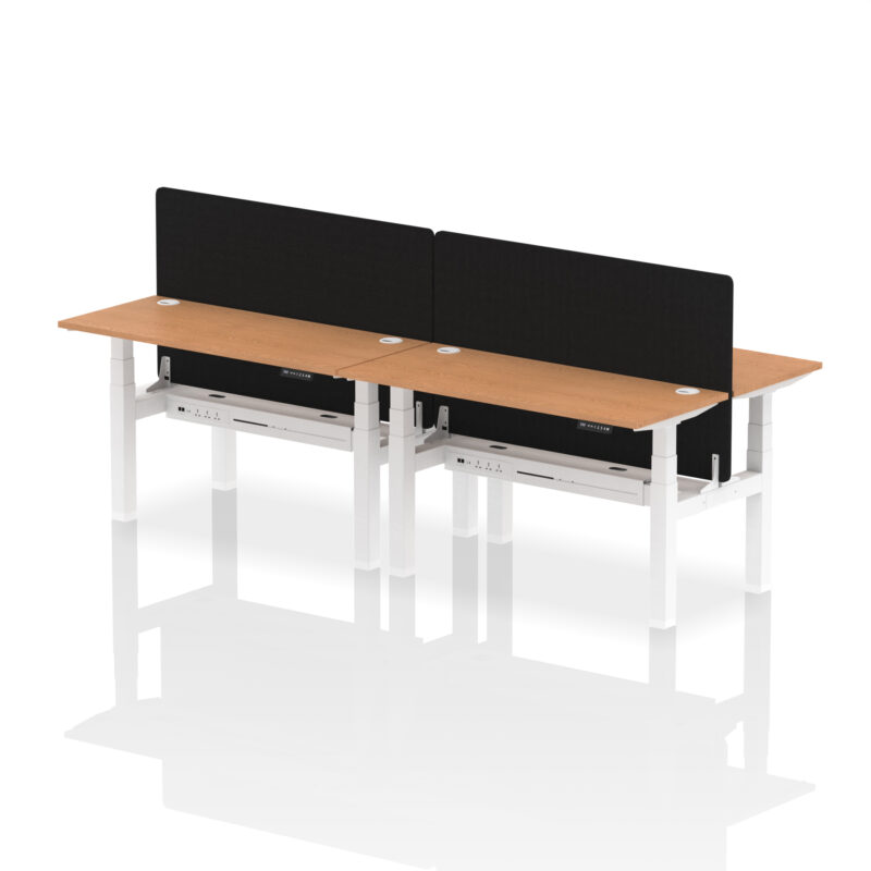 Air Back-to-Back Slimline Height Adjustable Bench Desk - 4 Person with Black Straight Screen - Image 36