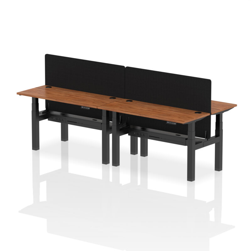 Air Back-to-Back Slimline Height Adjustable Bench Desk - 4 Person with Black Straight Screen - Image 37