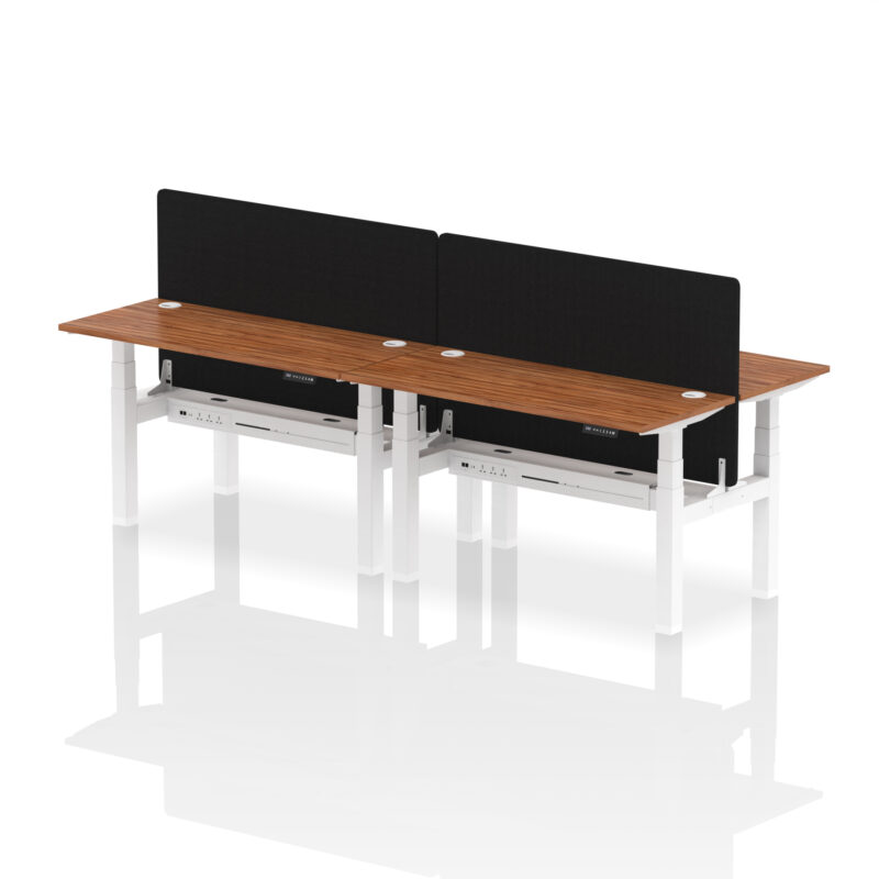 Air Back-to-Back Slimline Height Adjustable Bench Desk - 4 Person with Black Straight Screen - Image 39