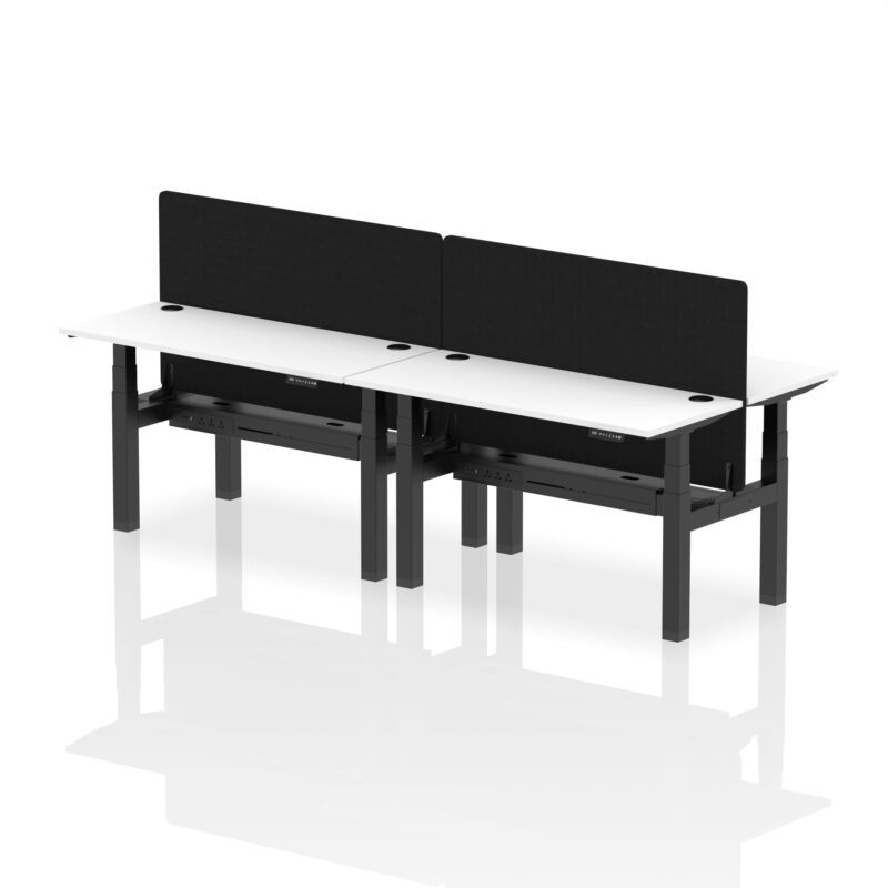 Air Back-to-Back Slimline Height Adjustable Bench Desk - 4 Person with Black Straight Screen - Image 40