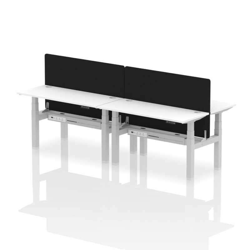 Air Back-to-Back Slimline Height Adjustable Bench Desk - 4 Person with Black Straight Screen - Image 41