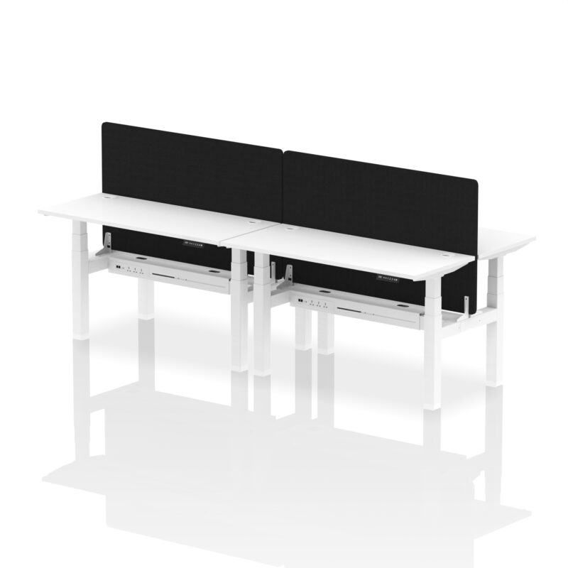 Air Back-to-Back Slimline Height Adjustable Bench Desk - 4 Person with Black Straight Screen - Image 42