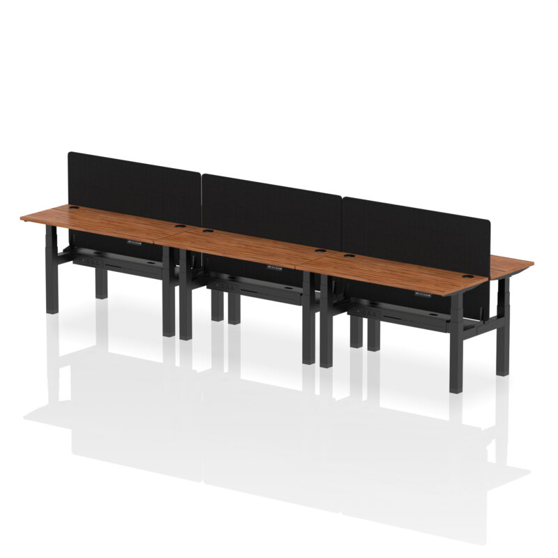 Air Back-to-Back Slimline Height Adjustable Bench Desk - 6 Person with Black Straight Screen - Image 37