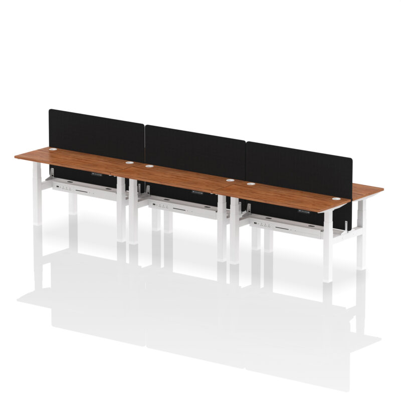 Air Back-to-Back Slimline Height Adjustable Bench Desk - 6 Person with Black Straight Screen - Image 39