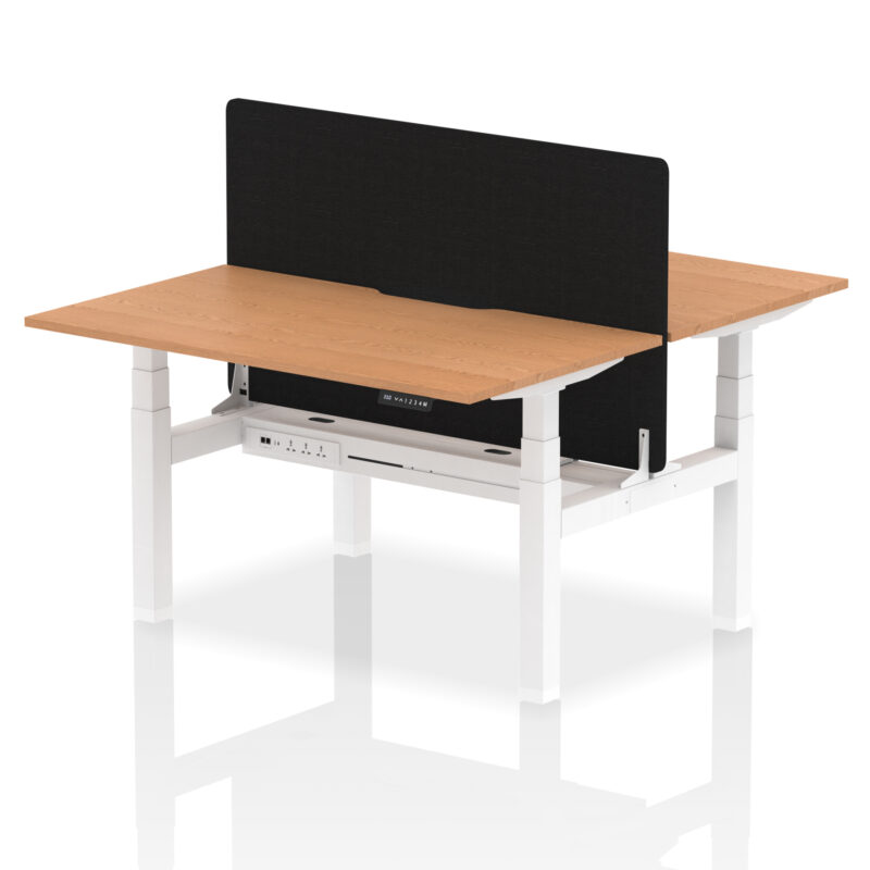 Air Back-to-Back Scalloped Edge Height Adjustable Bench Desk - 2 Person with Black Straight Screen - Image 30