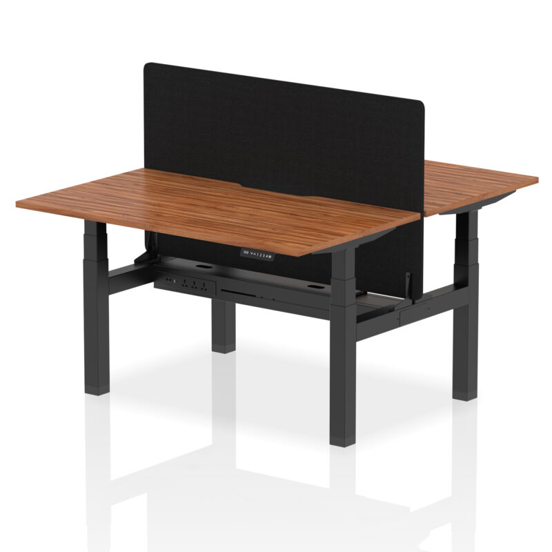Air Back-to-Back Scalloped Edge Height Adjustable Bench Desk - 2 Person with Black Straight Screen - Image 31