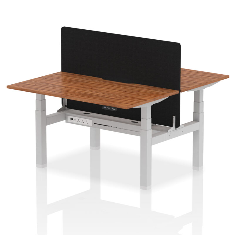 Air Back-to-Back Scalloped Edge Height Adjustable Bench Desk - 2 Person with Black Straight Screen - Image 32