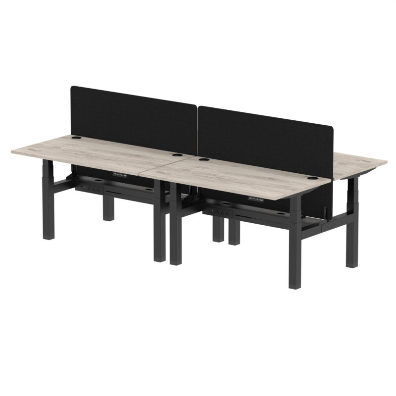 Air Back-to-Back Height Adjustable Bench Desk - 4 Person with Black Straight Screen - Image 28