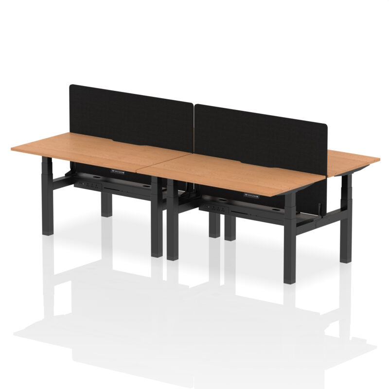 Air Back-to-Back Scalloped Edge Height Adjustable Bench Desk - 4 Person with Black Straight Screen - Image 28