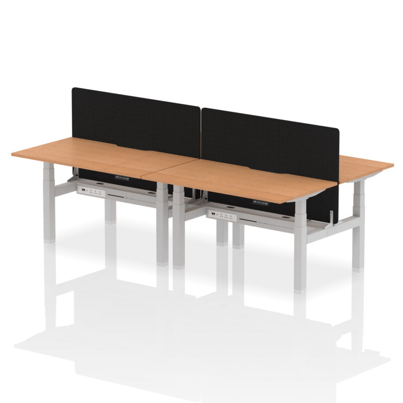 Air Back-to-Back Scalloped Edge Height Adjustable Bench Desk - 4 Person with Black Straight Screen - Image 29