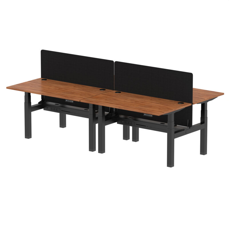 Air Back-to-Back Height Adjustable Bench Desk - 4 Person with Black Straight Screen - Image 37