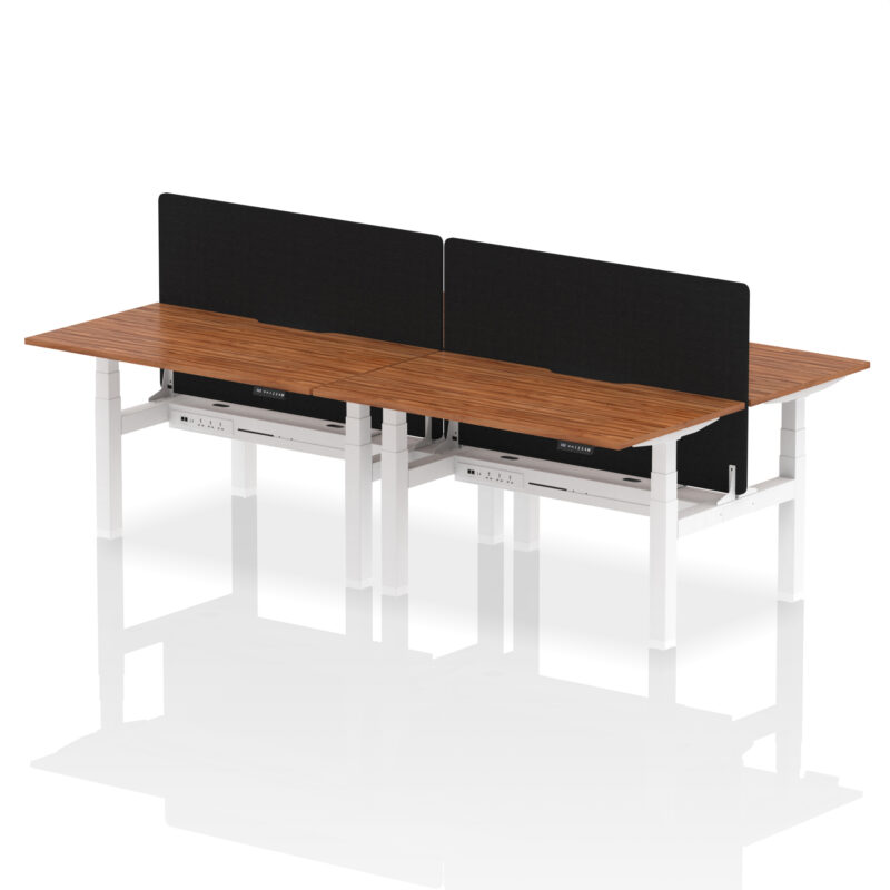 Air Back-to-Back Scalloped Edge Height Adjustable Bench Desk - 4 Person with Black Straight Screen - Image 33