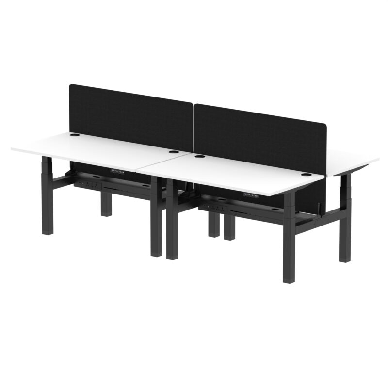 Air Back-to-Back Height Adjustable Bench Desk - 4 Person with Black Straight Screen - Image 40
