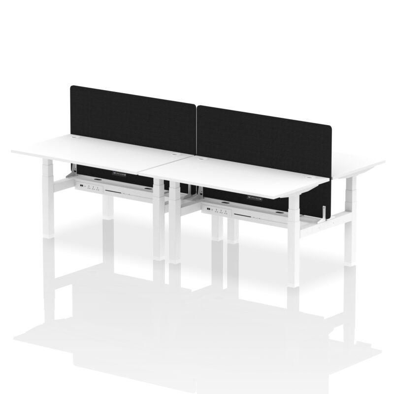 Air Back-to-Back Height Adjustable Bench Desk - 4 Person with Black Straight Screen - Image 42
