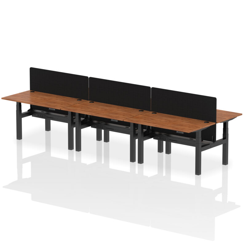 Air Back-to-Back Height Adjustable Bench Desk - 6 Person with Black Straight Screen - Image 37