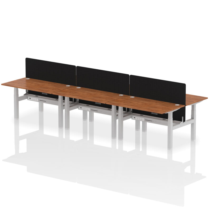 Air Back-to-Back Height Adjustable Bench Desk - 6 Person with Black Straight Screen - Image 38