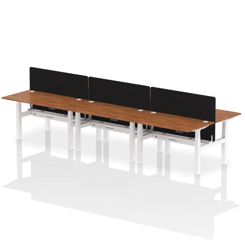 Air Back-to-Back Height Adjustable Bench Desk - 6 Person with Black Straight Screen - Image 39